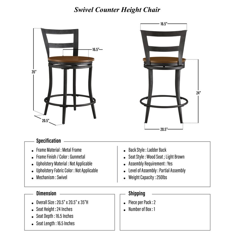 Williston Forge Adelae Swivel 24 Counter Stool Wayfair   Adelae Swivel 24' Counter Stool 